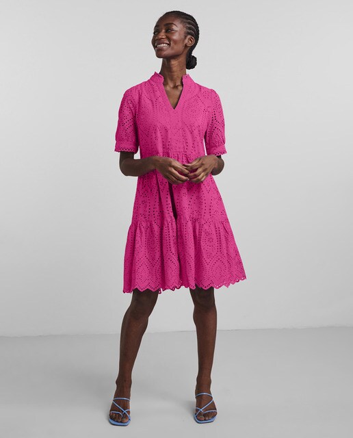 Vestido camisero de niña con cuello mao y estampado de rayas multicolor -  Compañía Fantástica