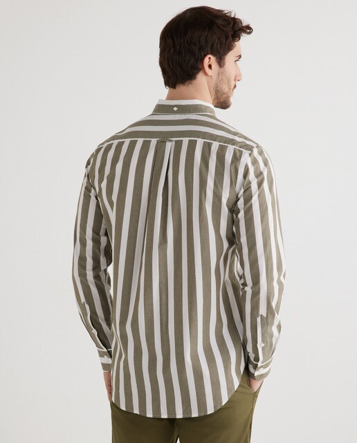 Camisa de hombre regular de rayas verde · Gant · El Corte Inglés