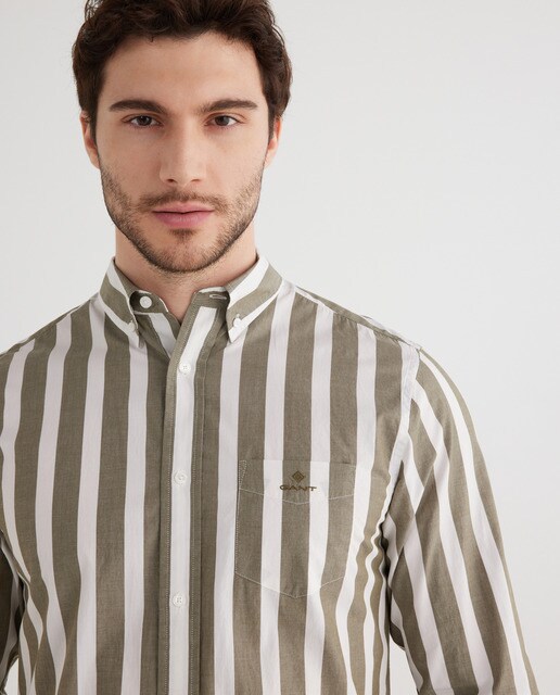 Camisa de hombre regular de rayas verde · Gant · El Corte Inglés