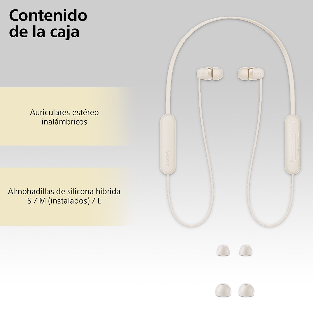 Auriculares de botón Sony WI-C100 Bluetooth con micrófono Crema-6
