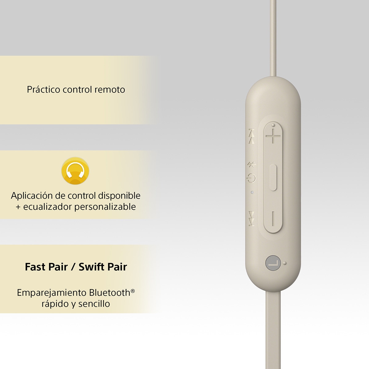 Auriculares de botón Sony WI-C100 Bluetooth con micrófono Crema-5