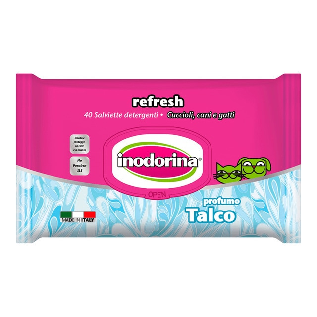 Imagen 0 de Toallitas Inodorina para perros y gatos Refresh Talco