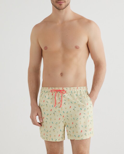 Bañador bermuda de hombre amarillo estampado · Easy Wear · El Corte Inglés