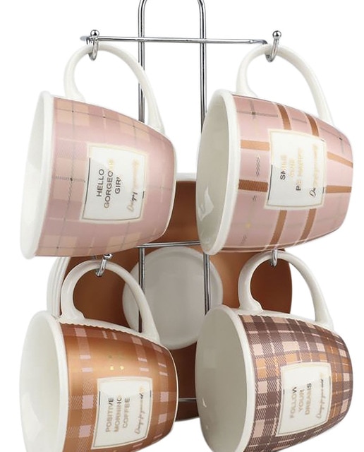 Imagen 0 de Café Pack 4 new bone metal  color rosa marrón blanco