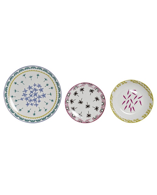 Imagen 0 de Vajilla Pack 18 porcelana, África color azul turquesa multicolor