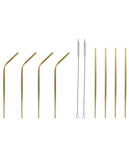 Imagen 0 de Pajitas Pack 10 inox nylon color dorado