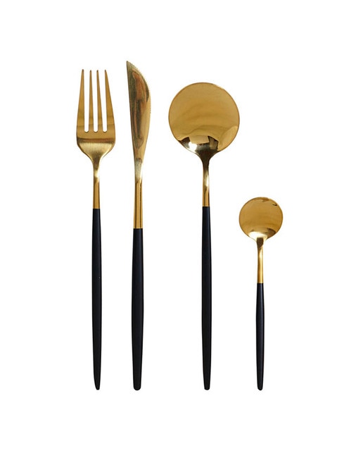Imagen 0 de Cubertería Pack 16 inox  color dorado negro
