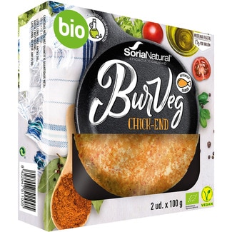 Bio BurgVeg Chick-end hamburguesa ecológica y vegana sabor pollo pack 2 unidades 100 g - Soria Natural