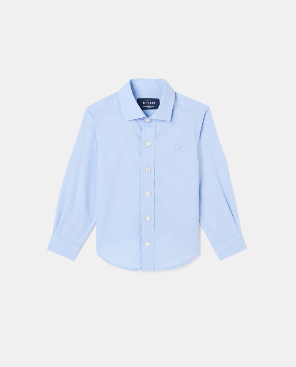 Camisa de cerimónia em popelina azul celeste Azul-claro-1