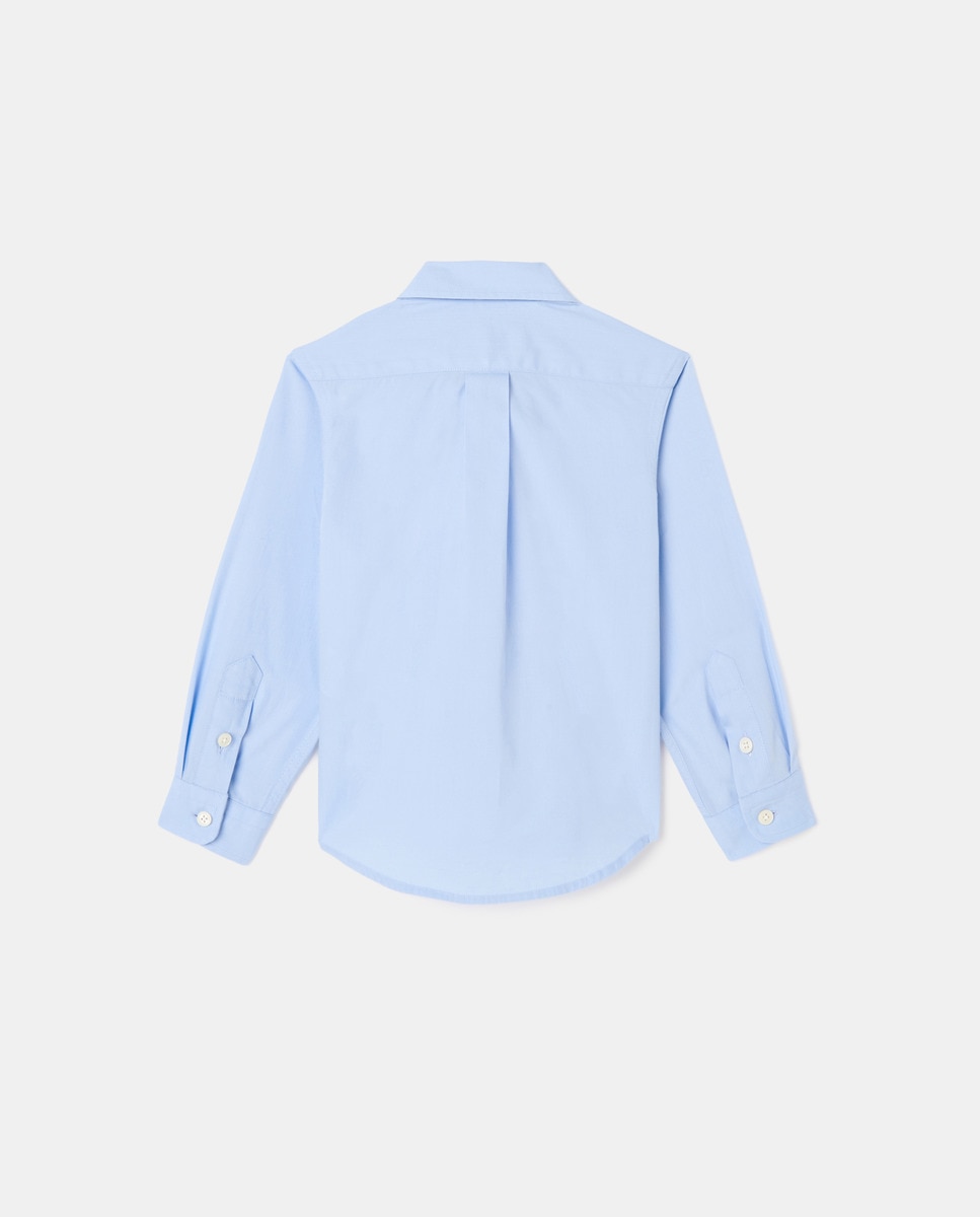 Camisa de cerimónia em popelina azul celeste Azul-claro-2