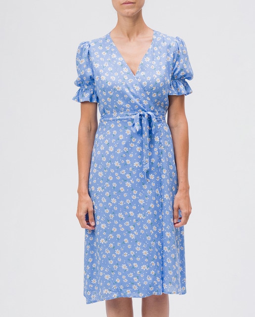 Imagen 0 de Vestido midi tipo pareo manga abullonadoa