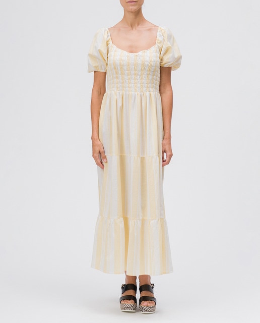 Imagen 0 de Vestido con nido de abeja y volante bajo