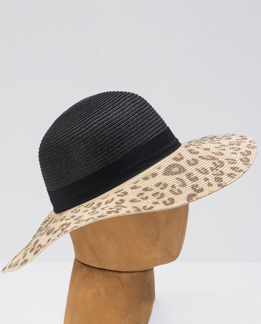 Imagen 0 de Sombrero bicolor con cinta grosgrain negra