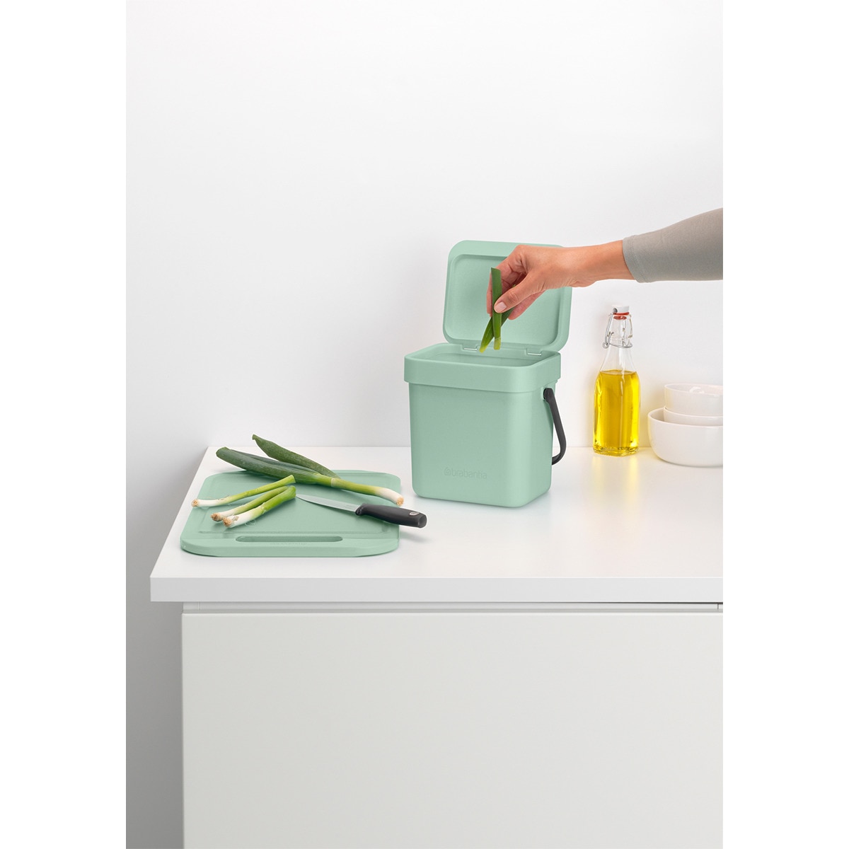 Balde do Lixo para Reciclagem Sort&Go 3 L Verde-claro-6