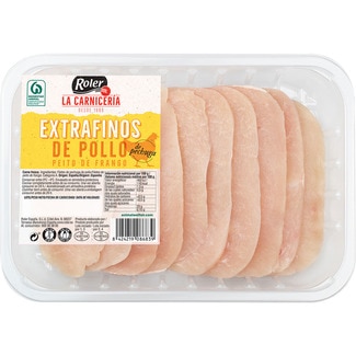 filetes extrafinos de pollo sin gluten y sin lactosa bandeja 320 g - Roler