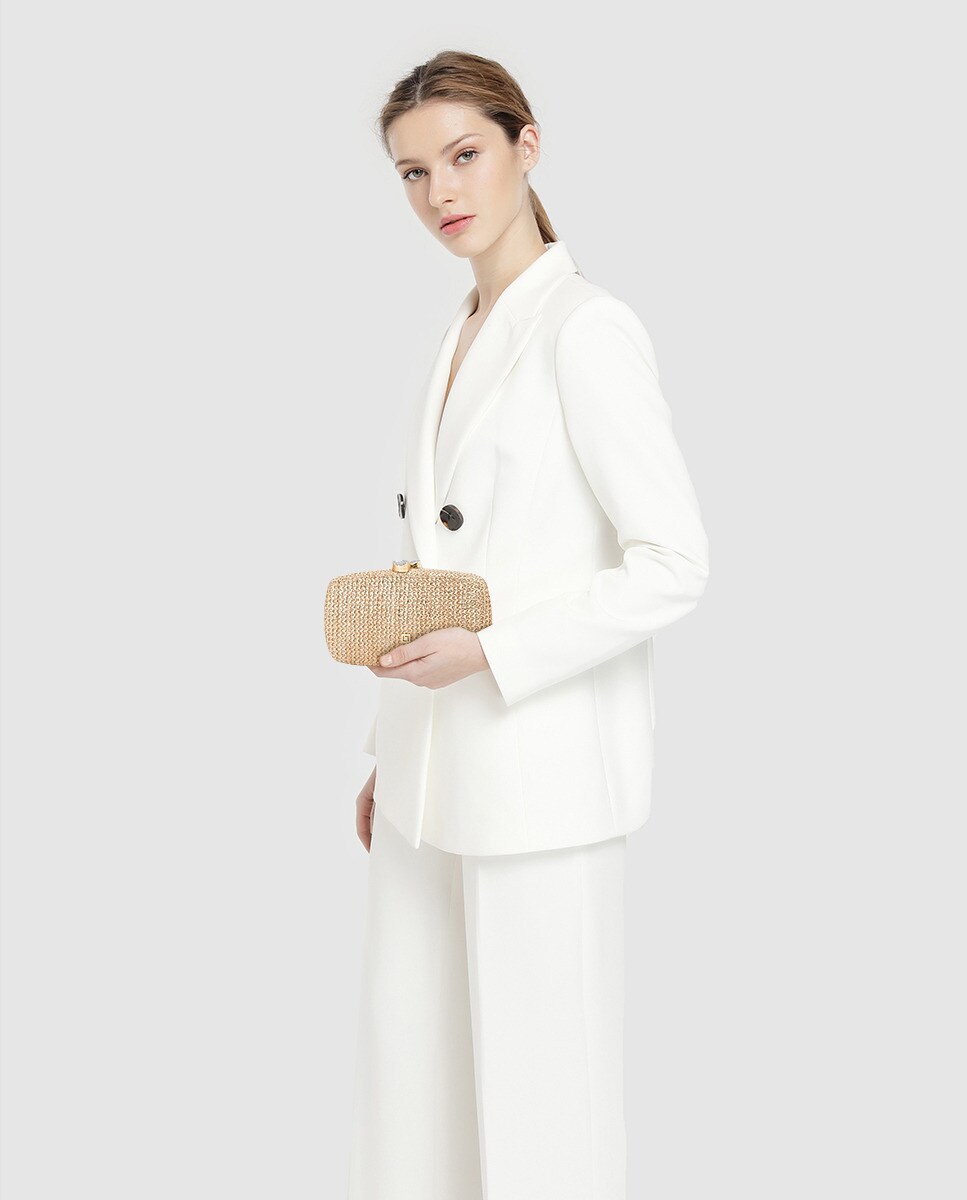 Clutch de fiesta de rafia de papel en dorado con brillo · LT · El Corte  Inglés