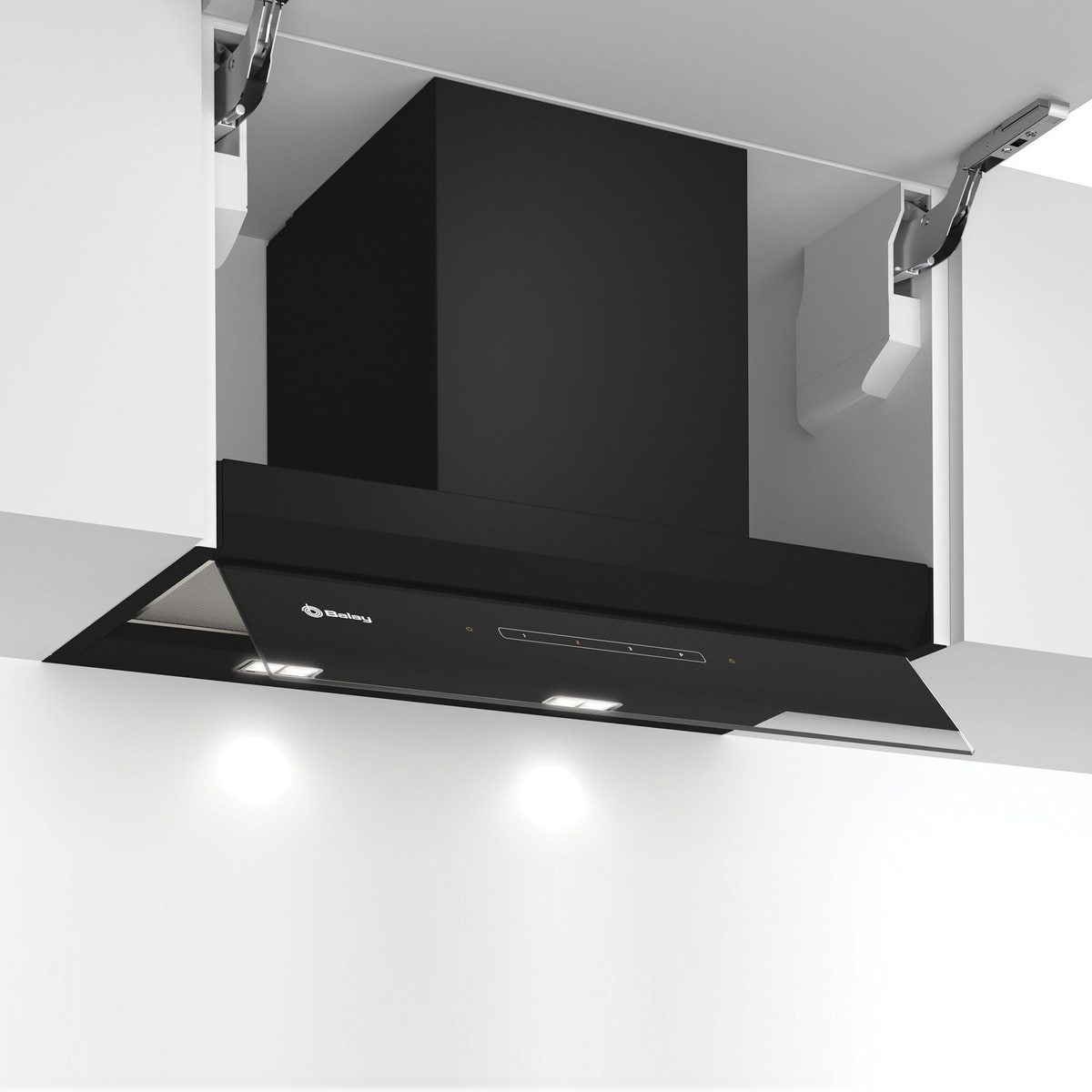 Campana decorativa integrable Balay, 60 cm, Cristal negro, 3BD967GN Acero Inox-3