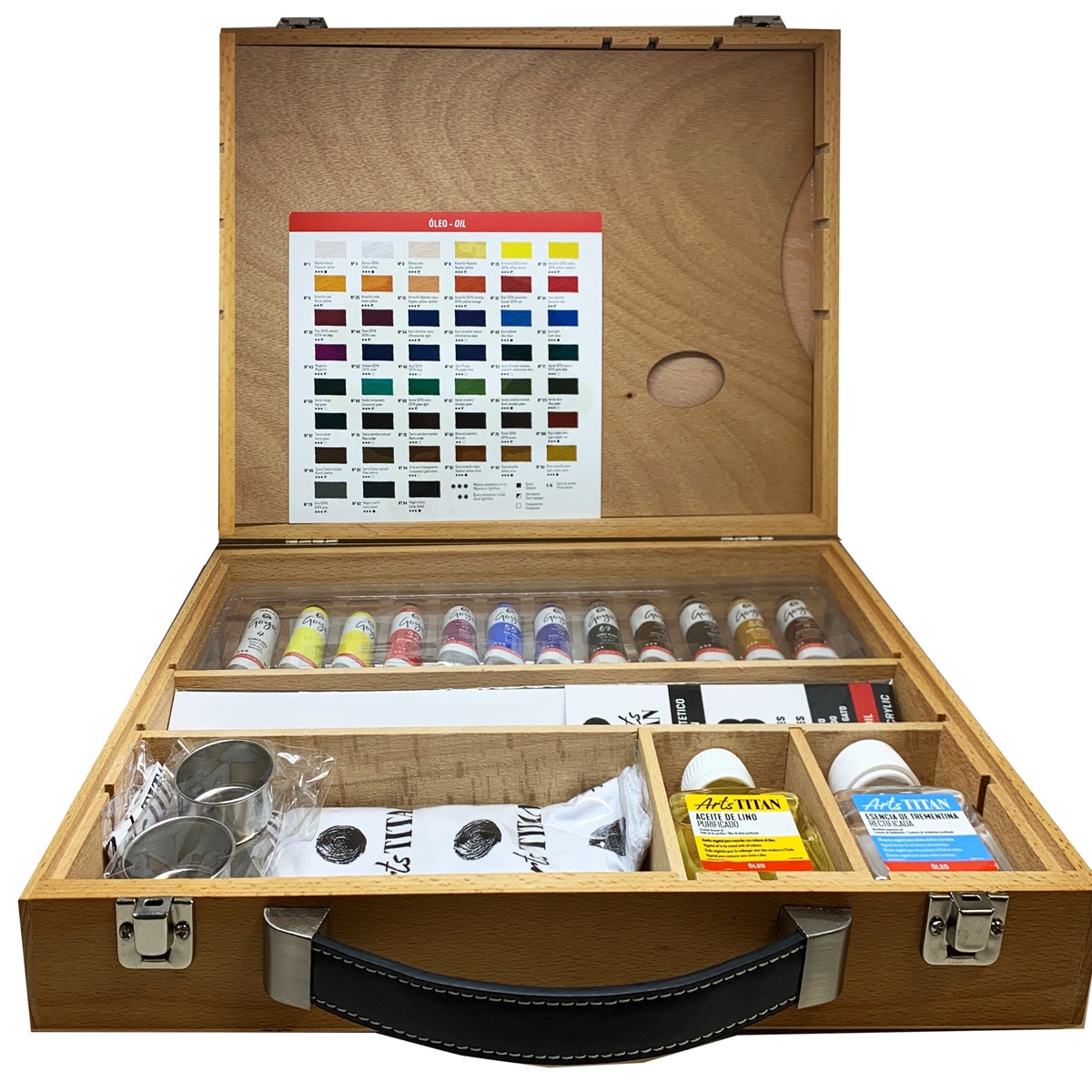 Imagem 0 de Caixa de Madeira com 12 Tubos de Óleo e Auxiliares 20 ml - Multicolor