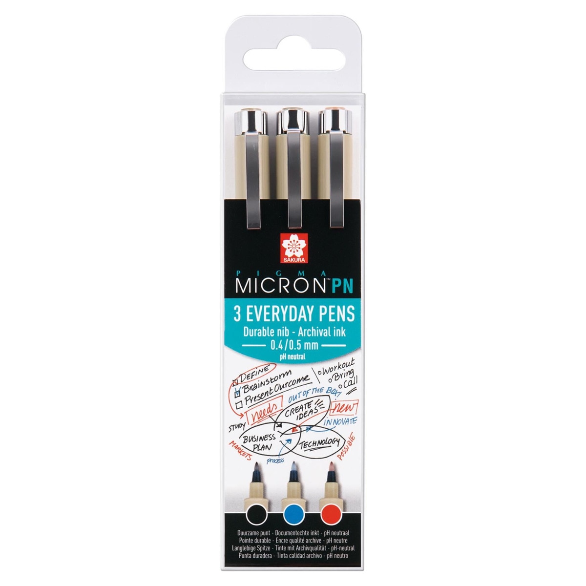 Conjunto de 3 Canetas de Feltro Ponta de Plástico Pigma Micron - Multicolor Multicolor-1