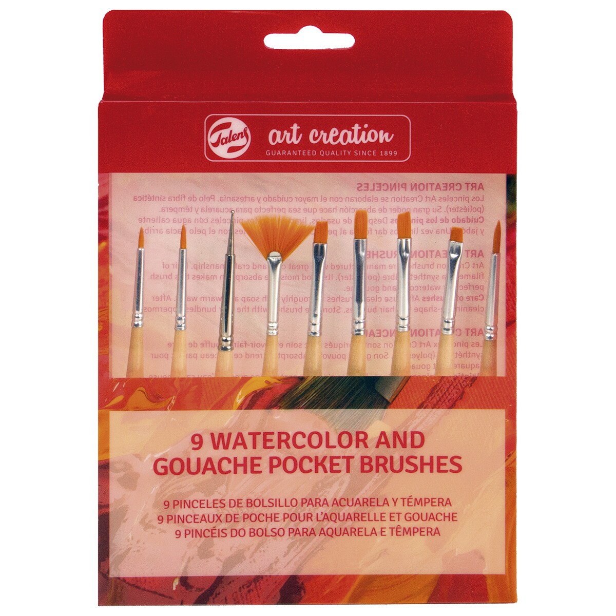 Conjunto de 9 Pincéis de Bolso para Aguarela e Têmpera - Multicolor Multicolor-1