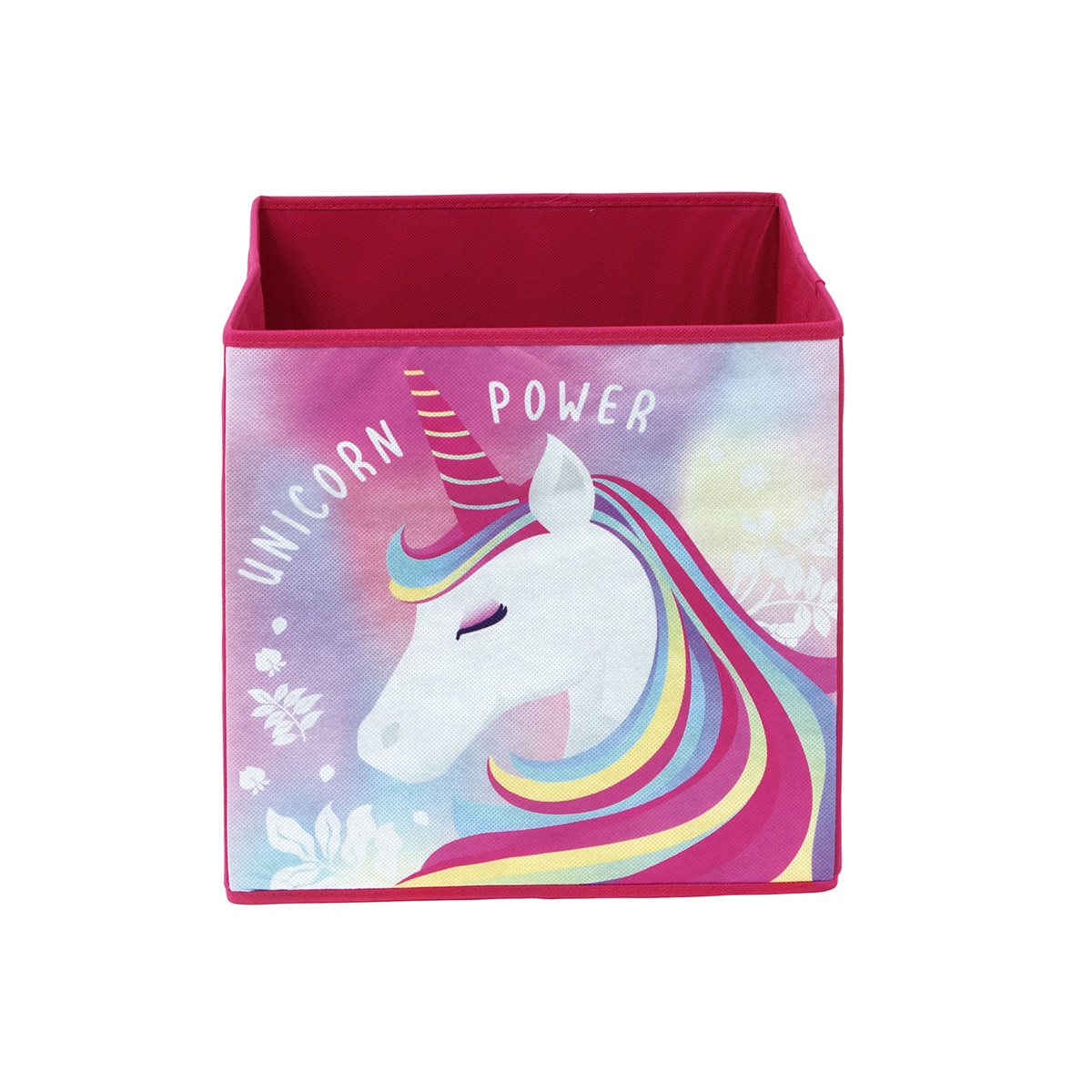 Cubo contenedor 31x31x31cm unicornio Rosa-1