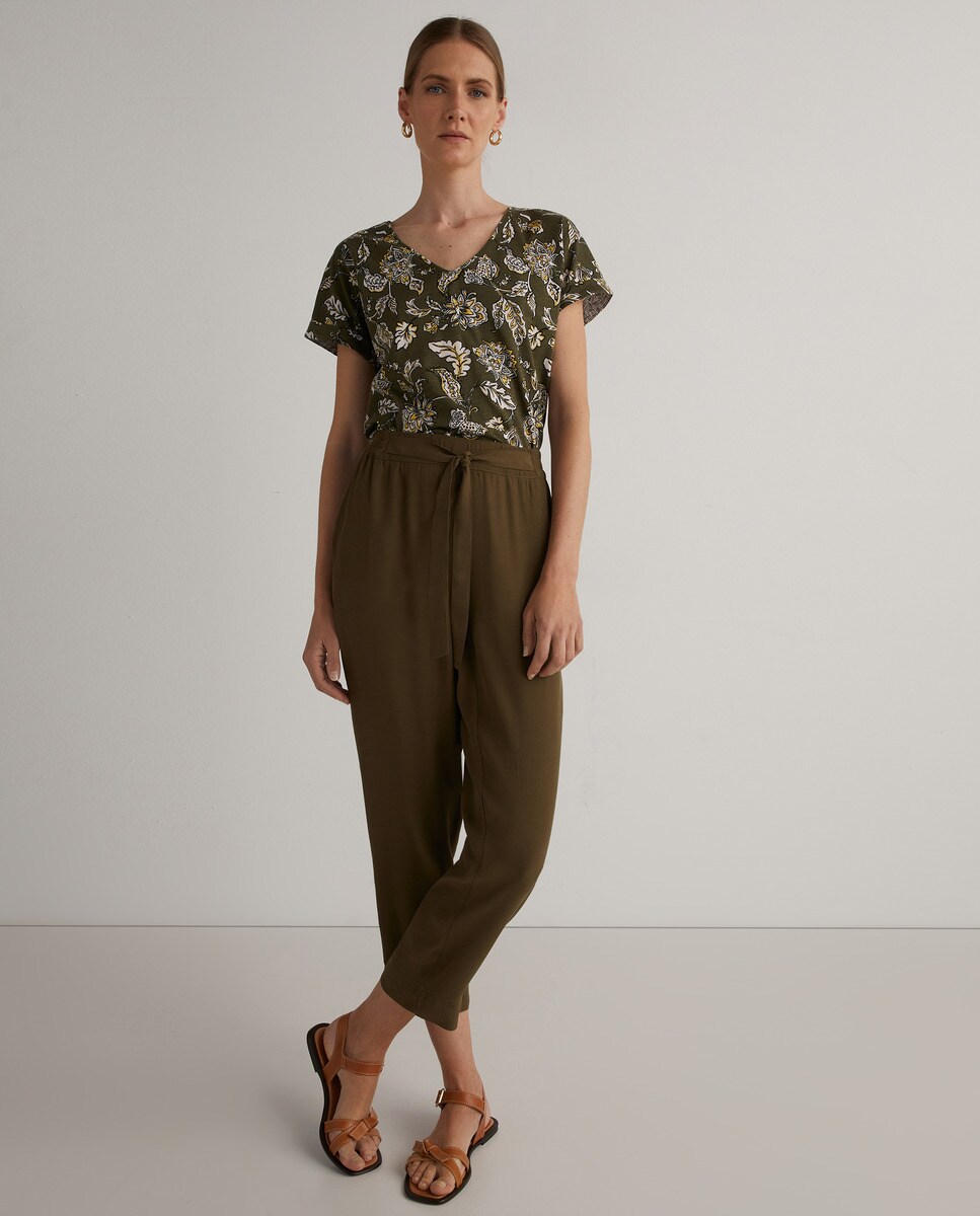 Pantalón de mujer fluido con lazo · Woman El Corte Inglés · El Corte Inglés