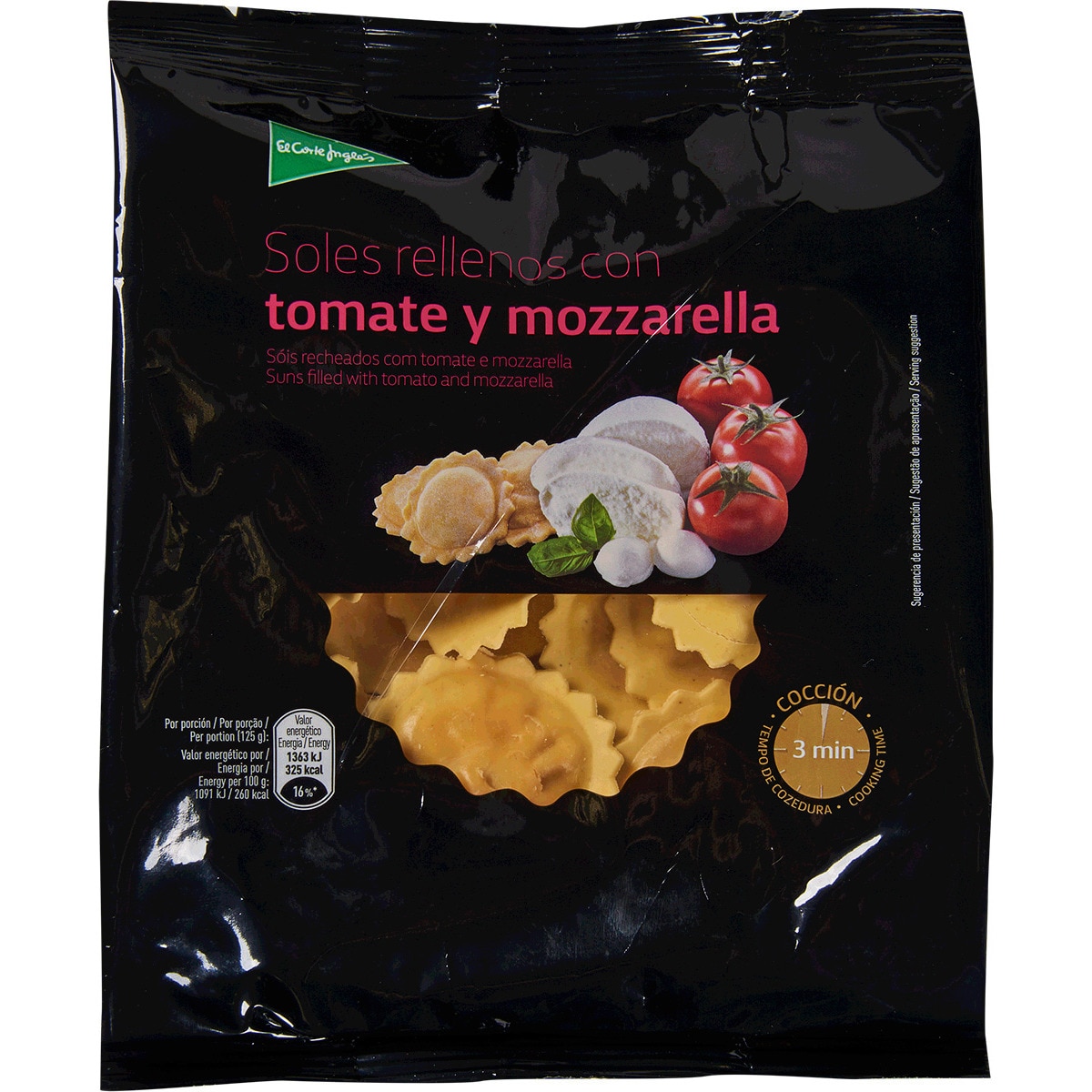 Raviolis Recheados com Tomate e Mozzarella embalagem 250 g