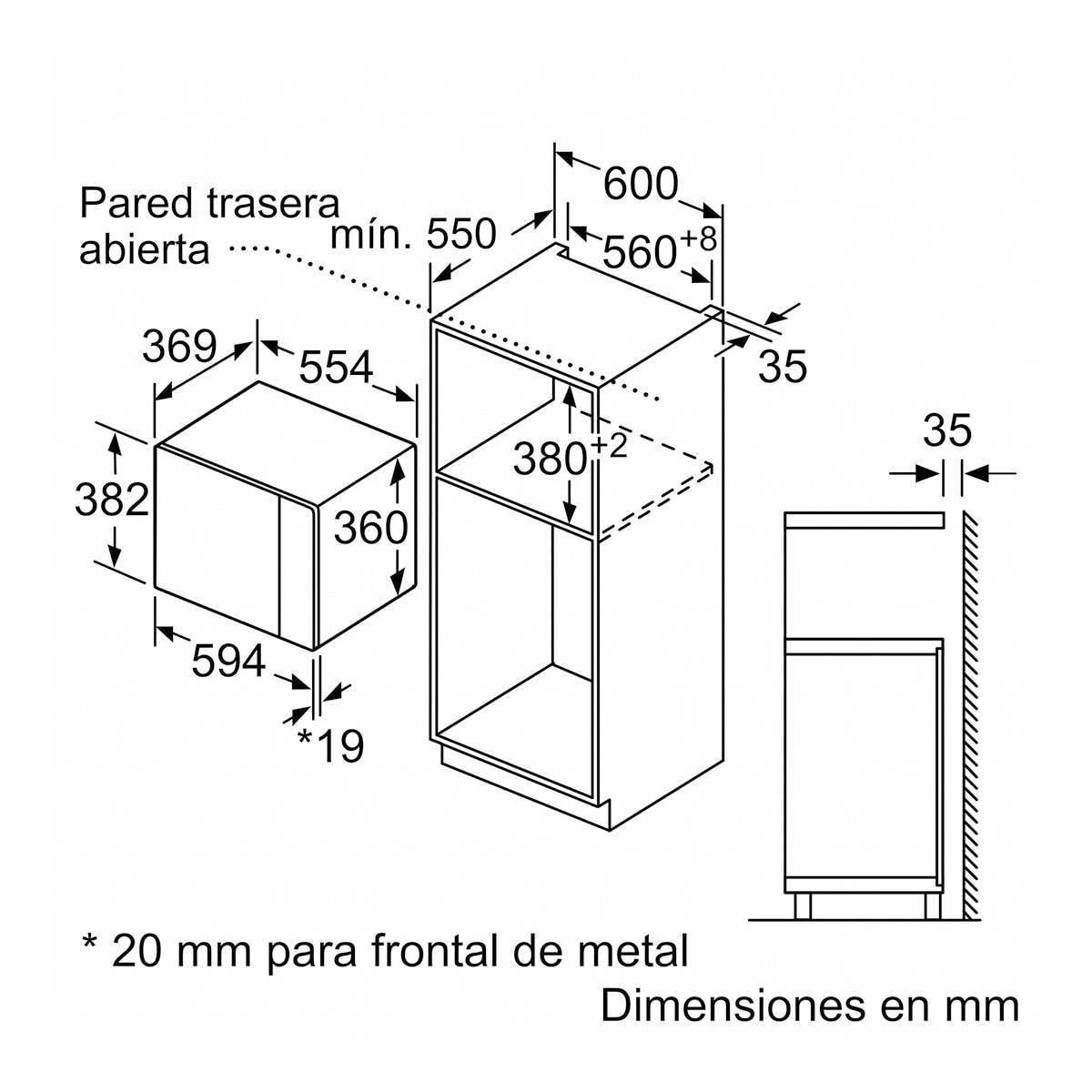 Microondas integrable Balay 25 litros y grill Serie Cristal- 3CG5175 Cristal negro-6