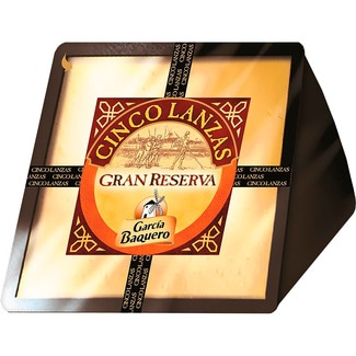 queso añejo mezcla Gran Reserva elaborado con leche pasteurizada cuña 200 g + 16 meses de curación - Cinco Lanzas