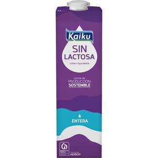 leche entera sin lactosa enriquecida en vitaminas A, D, E y ácido fólico brik 1 l - Kaiku