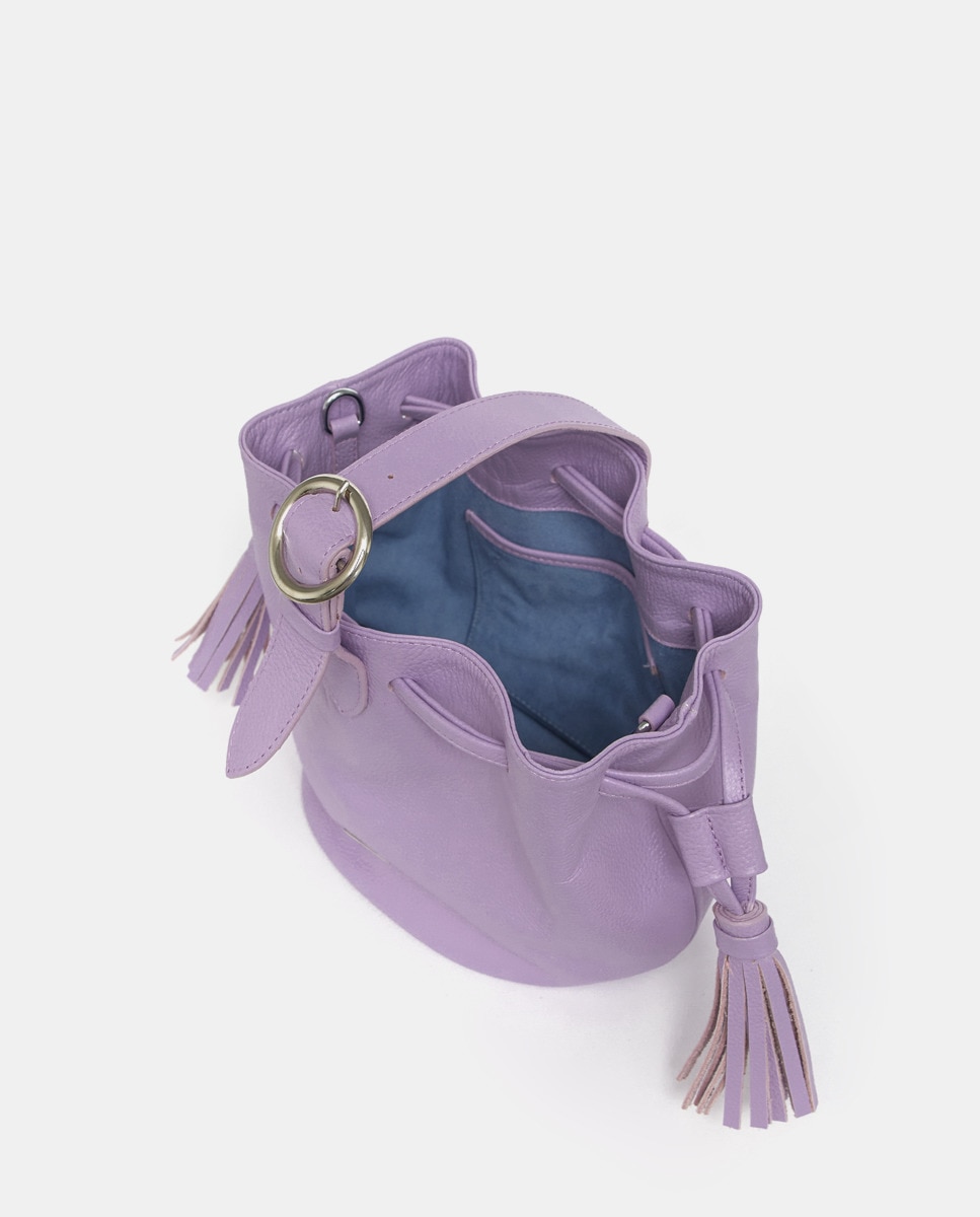 Mala Tipo Saco em Pele, Feita na Colômbia - Roxo Roxo-4