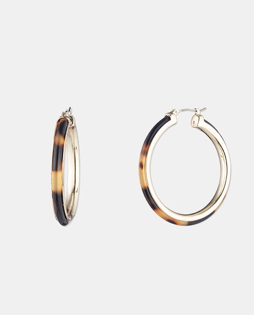 Imagen 0 de Pendientes de aro dorados con carey