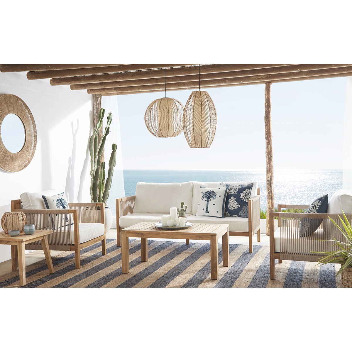 Candeeiro de tecto de vime grande Leek Natural-6