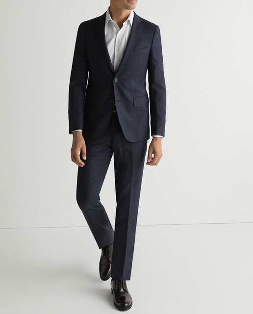 Imagen 0 de Traje de hombre slim de cuadros azul