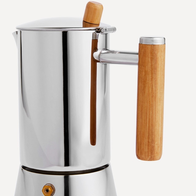 Cafetera de acero inoxidable con mango acacia El Corte Inglés · El Corte  Inglés