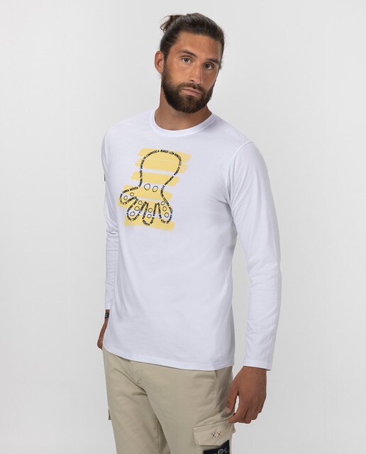 Camiseta de hombre blanca de manga larga · El Pulpo · El Corte Inglés