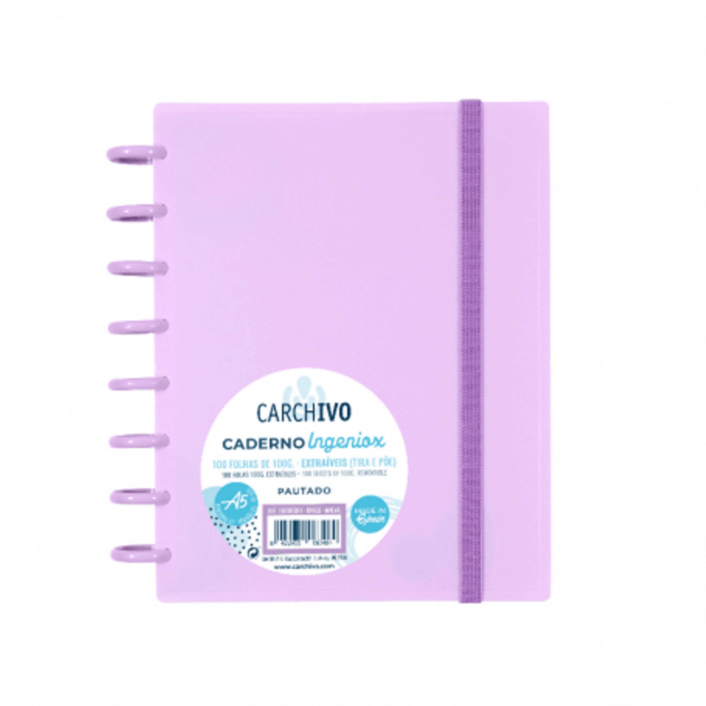 Caderno Ingeniox A5 Pautado - Malva 1
