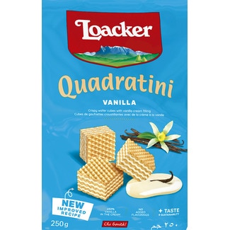 Bolachas Wafer de Baunilha Quadratini embalagem 250 g - Loacker