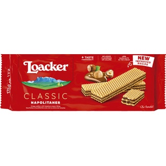 Bolacha Wafer Napolitaner com Avelã embalagem 175 g - Loacker
