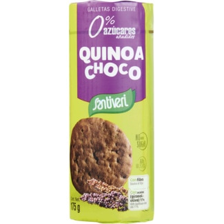 Bolachas Digestivas de Chocolate com Quinoa sem Açúcar embalagem 175 g - Santiveri