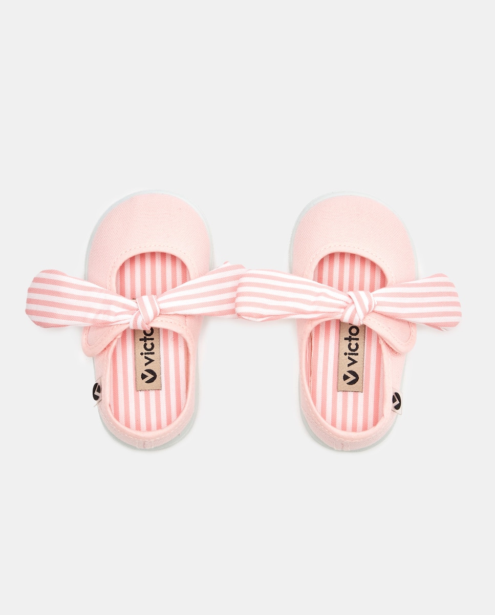 Sapatilhas de Bebé com Fecho Magnético em Lona - Rosa Rosa-4