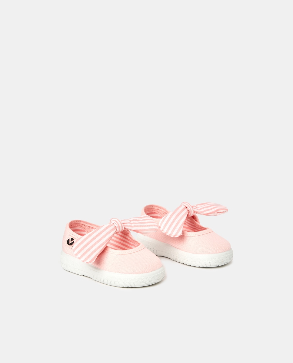 Sapatilhas de Bebé com Fecho Magnético em Lona - Rosa Rosa-2
