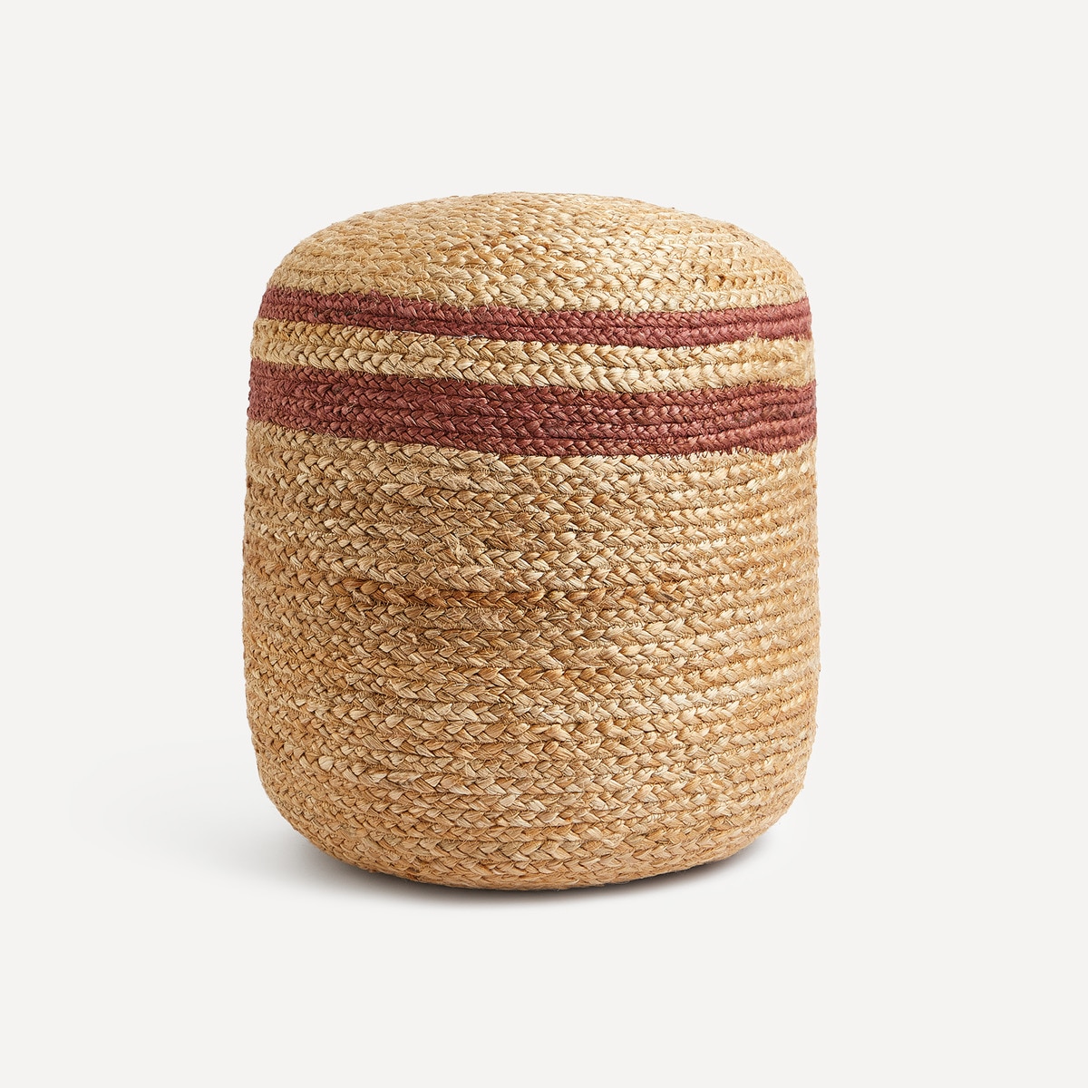 Pouf d'extérieur rond en jute Rayure