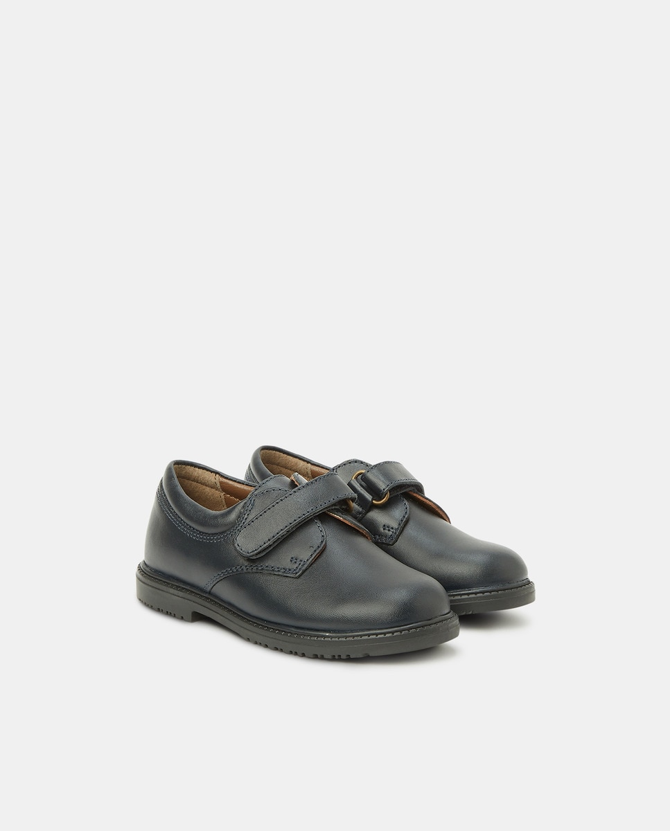 Zapato de piel con velcro 24-30 Azul marino-2