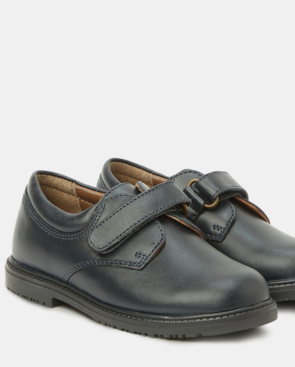 Zapato de piel con velcro 24-30 Azul marino-5
