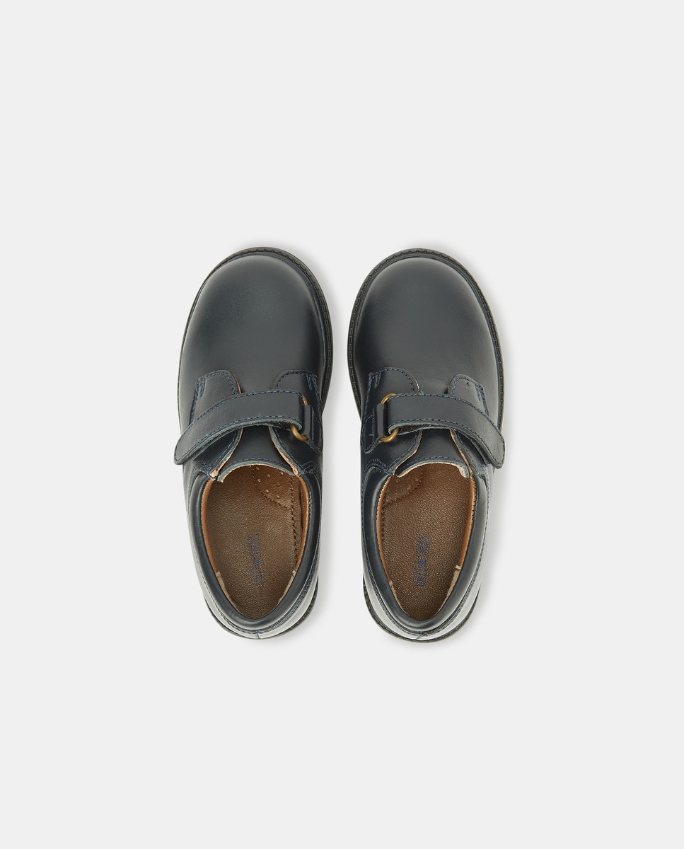 Zapato de piel con velcro 24-30 Azul marino-4