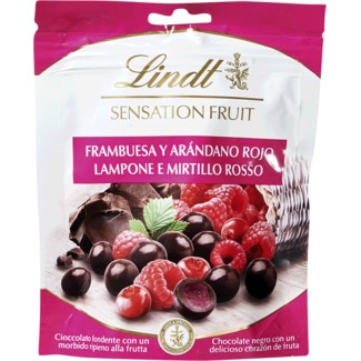 Bombons de Chocolate Preto Recheados com Framboesa e Mirtilo Sensation Fruit embalagem 150 g - Lindt