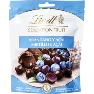 Bombons de Chocolate Preto Recheados com Mirtilo e Açai Sensation Fruit embalagem 150 g - Lindt