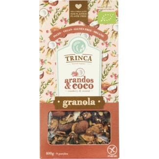 Granola com Arandos e Coco Biológica sem Glúten embalagem 400 g - Trinca