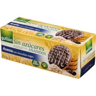Bolachas Digestivas de Aveia com Chocolate Preto sem Açúcares Adicionados embalagem 275 g - Gullón